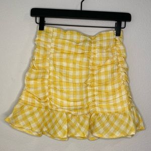 Yellow ZARA Gingham Mini Skirt — XS